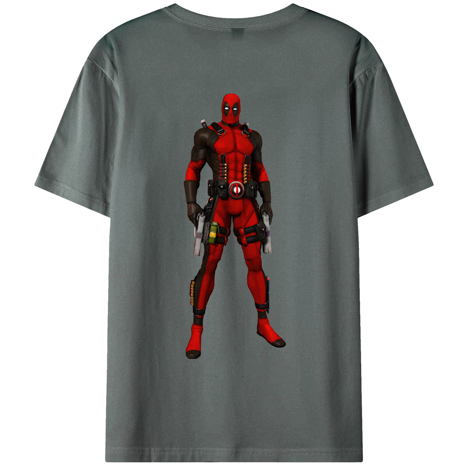 （画像用） Deadpool デッドプール 綿100％ メンズ半袖Tシャツ（バックプリント） 通気性